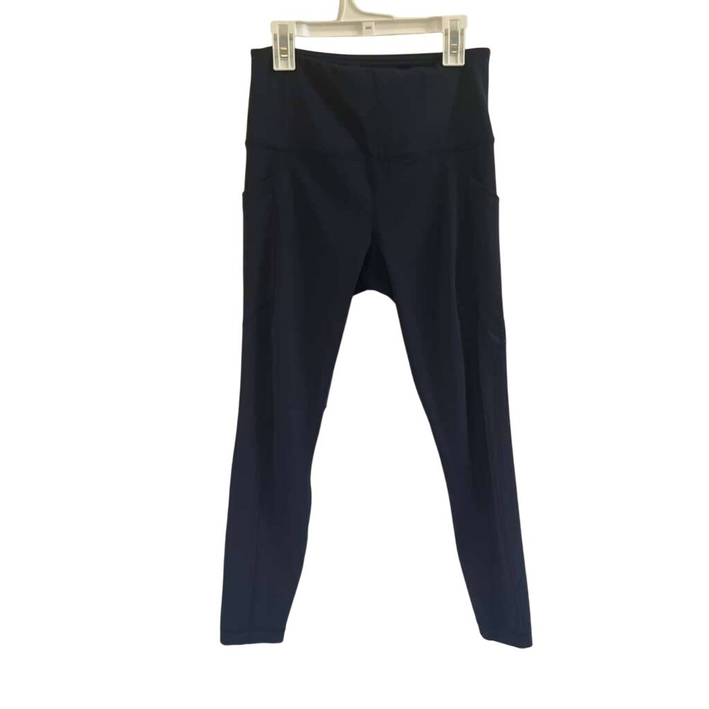 90 Degree by Reflex Womens Navy Blue High Waisted Pocket Leggings Small - 078